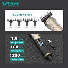 V-296 - VGR Professional Rechargeable Electric Hair Clipper for Men - Titanium-Coated Stainless Steel Blades - 1200mAh Lithium Battery — image 2