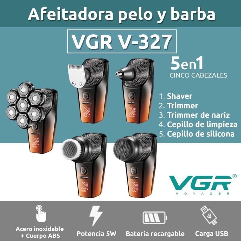 VGR V-327 Professional Electric Hair Clipper and Trimmer for Men - 5 Heads, Water Resistant, Rechargeable — image 3