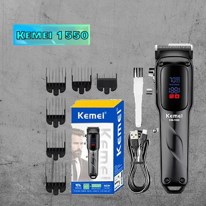 Kemei KM-1550 Professional Electric Hair Clipper for Men - Cordless, Rechargeable, 2000mAh Lithium Battery