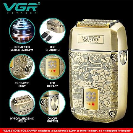 V-336 - Professional Electric Hair Clipper and Trimmer for Men, Rechargeable - VGR Professional Gold