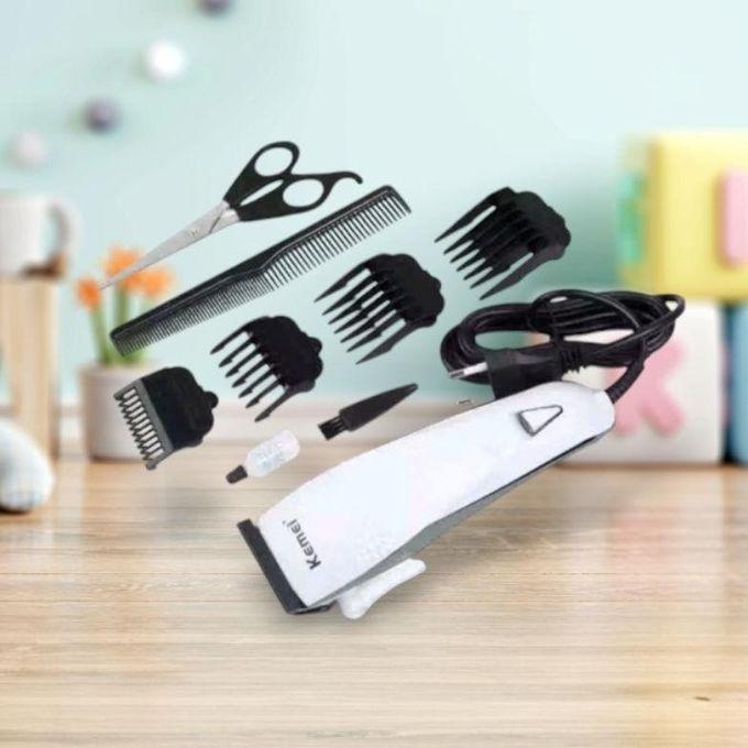 KM-4803 Professional Electric Hair Clipper for Men - Silver, Rechargeable, with 4 Combs