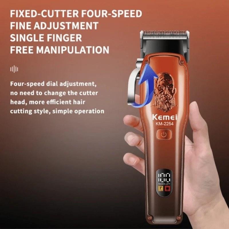 KM-2254 Professional Electric Hair Clipper for Men - Rechargeable, Orange Color, Stainless Steel Blades — image 2