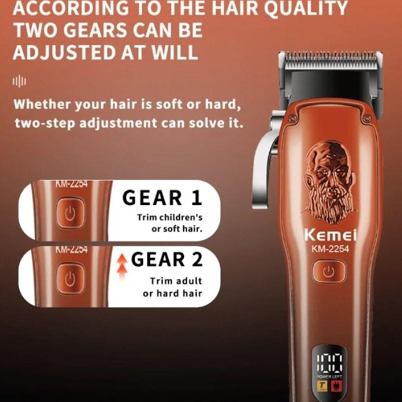 KM-2254 Professional Electric Hair Clipper for Men - Rechargeable, Orange Color, Stainless Steel Blades — image 5