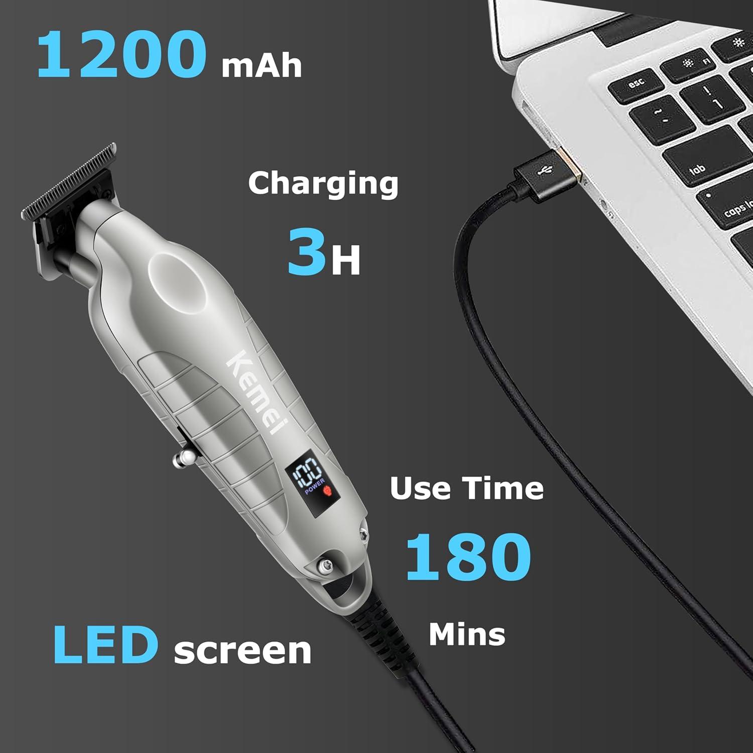 KM-2293 Professional Electric Hair Clipper for Men - Rechargeable, LED Display, Black — image 5