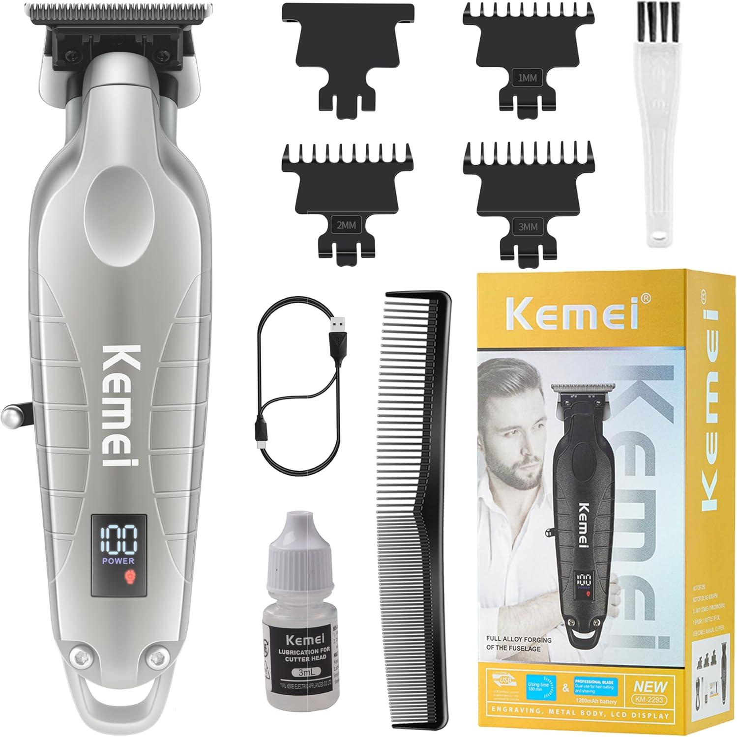 KM-2293 Professional Electric Hair Clipper for Men - Rechargeable, LED Display, Black