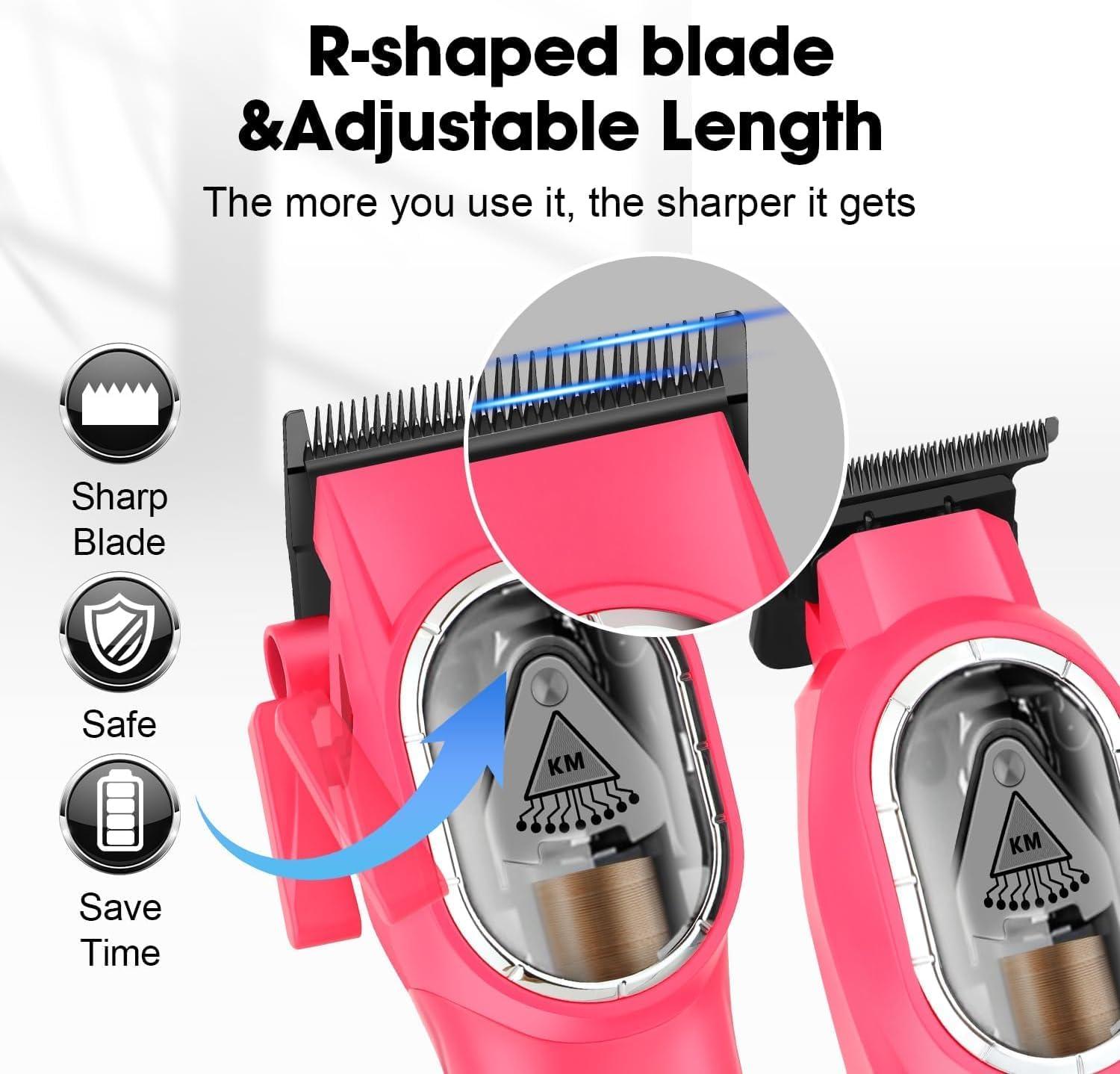 KM-8502 - Professional Electric Hair Clipper for Men, Rechargeable, Pink Color, 9000 RPM Motor, DLC Blade — image 5