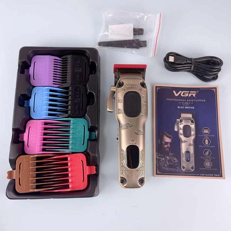 VGR V-027 Professional Electric Hair Clipper for Men - Rechargeable, Wireless, Titanium Blades, 8 Guide Combs — image 5