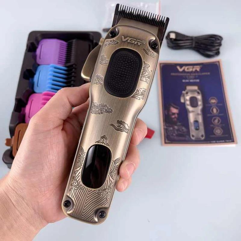 VGR V-027 Professional Electric Hair Clipper for Men - Rechargeable, Wireless, Titanium Blades, 8 Guide Combs