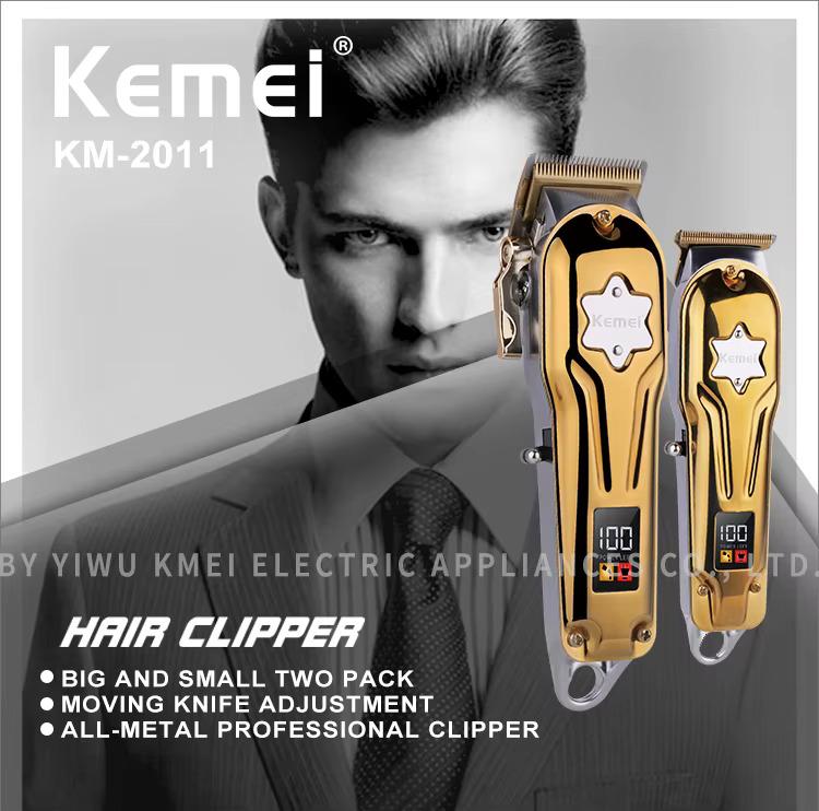 Kemei KM-2011 - Professional Rechargeable Electric Hair Clipper for Men - 2 Clippers with LED Displays and 10 Guide Combs — image 3