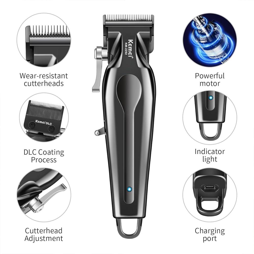 Kemei KM-2296 Professional Electric Hair Clipper for Men - Wireless, USB Rechargeable, Multi-Purpose — image 3