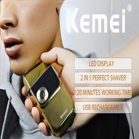 KM-2028 - Professional Electric Hair Clipper for Men, Wireless, USB Rechargeable, LCD Display, Gold by Kemei — image 2