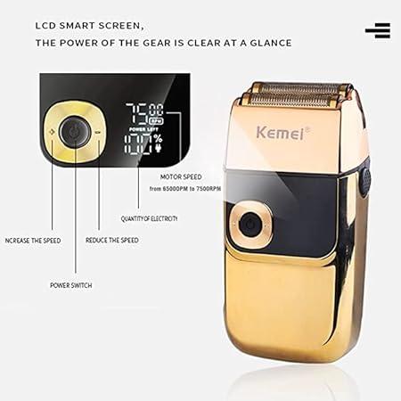 KM-2028 - Professional Electric Hair Clipper for Men, Wireless, USB Rechargeable, LCD Display, Gold by Kemei — image 5