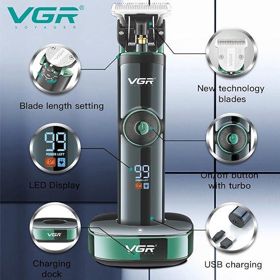 VGR V-671 - Professional Electric Hair Clipper for Men from VGR, Rechargeable, Digital Display, Dual Motor, 2500 mAh Lithium Ion Battery