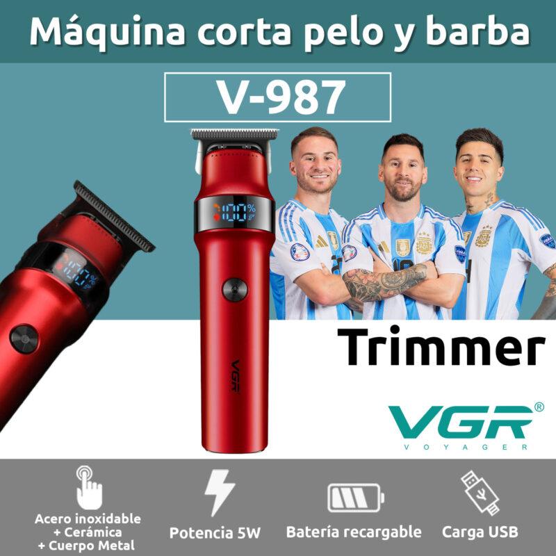 VGR V-987 - Professional Electric Hair Clipper for Men, Rechargeable, Ceramic Blades, Rust-Resistant