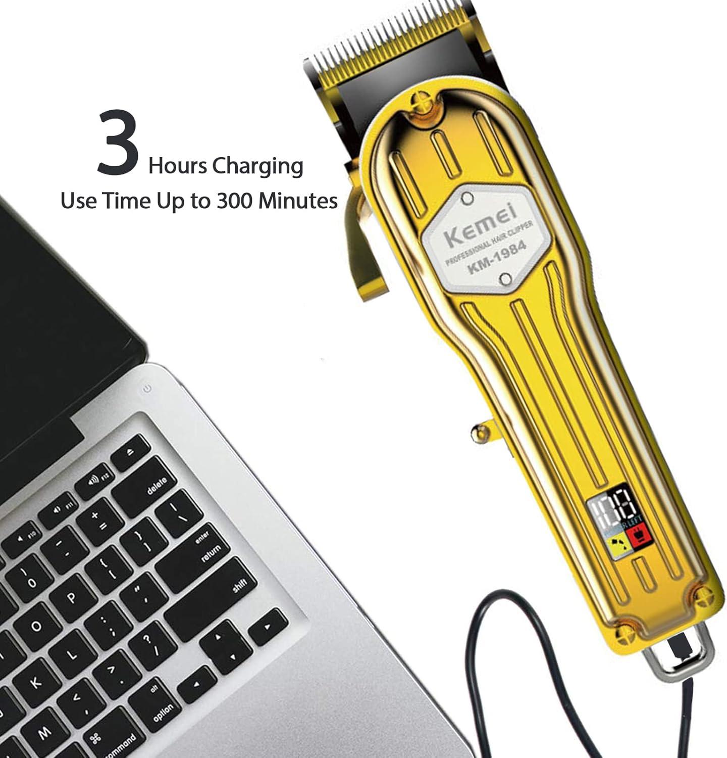 Kemei KM-1984 - Professional Rechargeable Electric Hair Clipper for Men, Equipped with Three Combs of Different Lengths (3/6/10 mm) and Professional-Grade Foil Blade — image 3