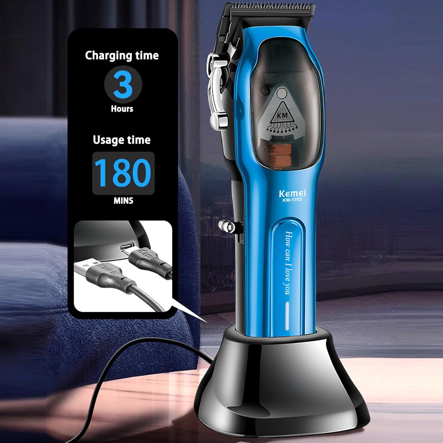 Kemei KM-1763 Professional Electric Hair Clipper for Men - 9000 RPM, 10W, Metal Frame, Rechargeable — image 2