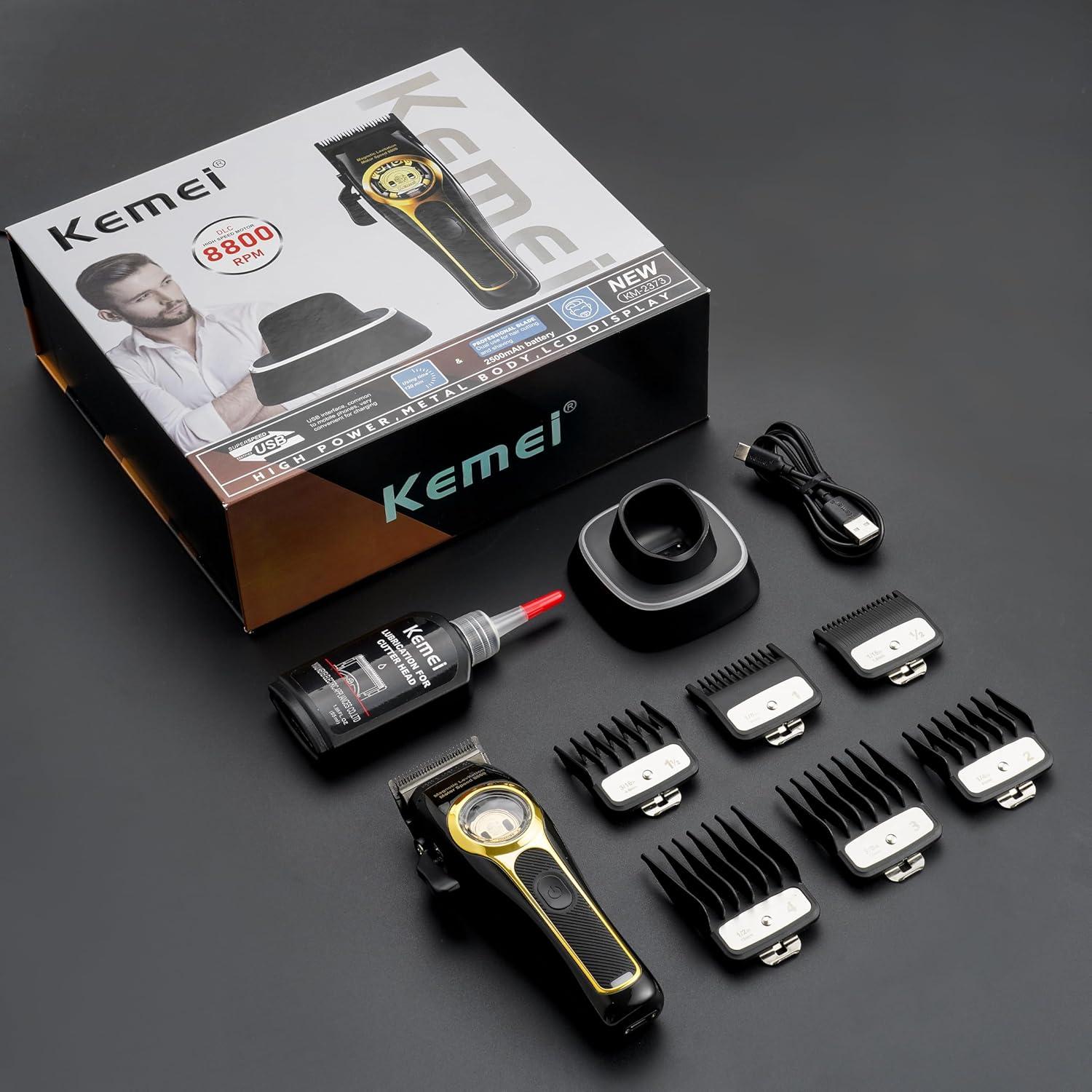 KM-2373 - Professional Rechargeable Electric Hair Clipper for Men - Multi-Head - Comfortable Design — image 3