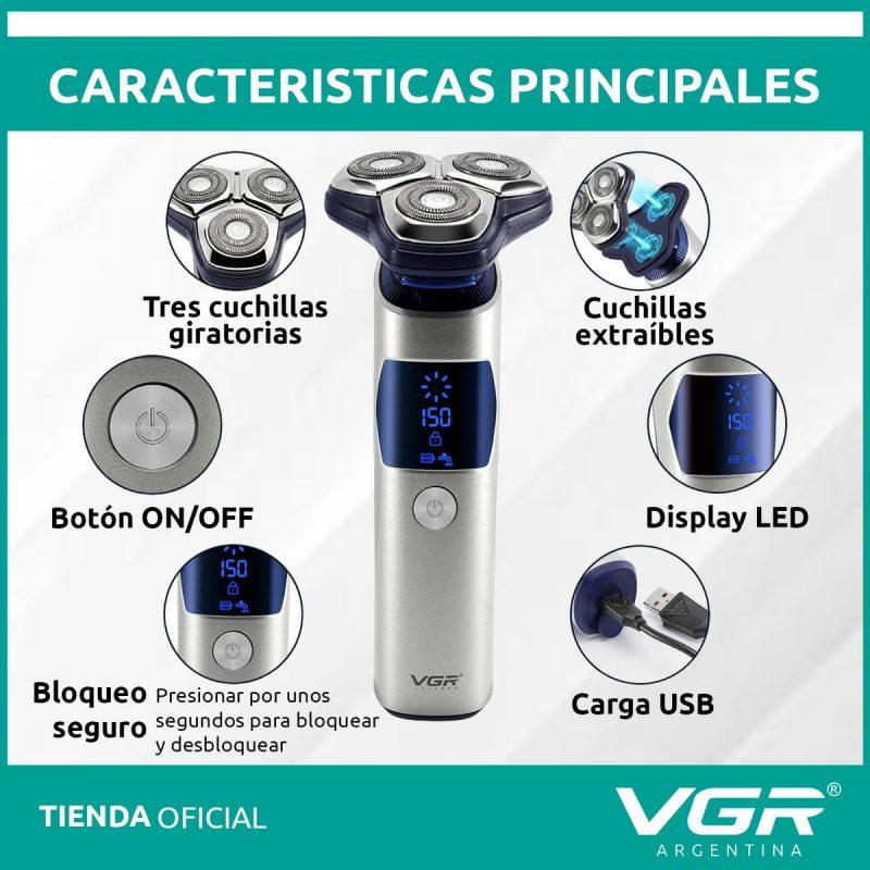 V-328 - VGR Professional Electric Hair Clipper and Shaper for Men, Rechargeable, with 3D Floating Rotary Blades — image 2