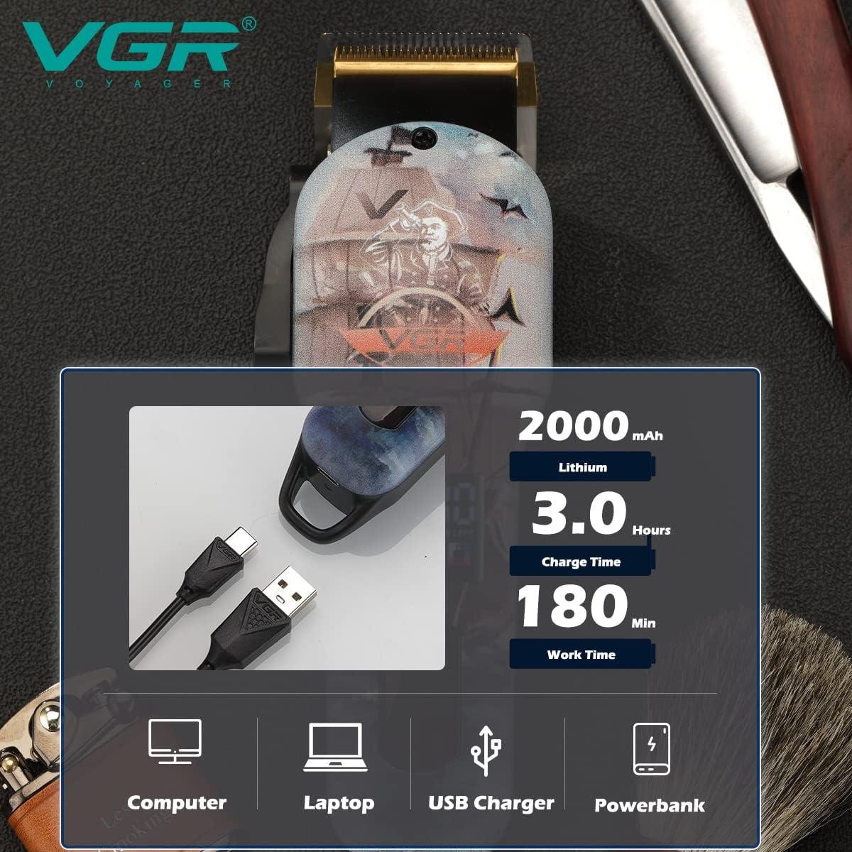 V-689 - VGR Professional Rechargeable Electric Hair Clipper for Men - with LED Display and Titanium Blades — image 5