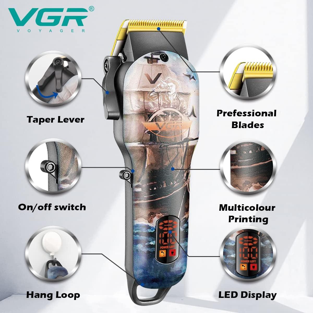 V-689 - VGR Professional Rechargeable Electric Hair Clipper for Men - with LED Display and Titanium Blades