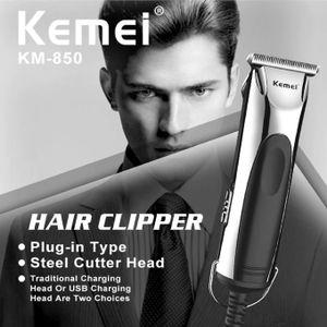 KM-850 - Kemei Professional Electric Hair Clipper for Men, Rechargeable, with Four Blades, Silver Color