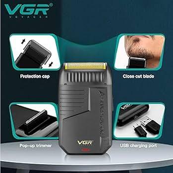 V-375 - VGR Professional Electric Hair Clipper and Shaper for Men - Rechargeable - Pop-up Blade - USB Cable - For Wet and Dry Use — image 4