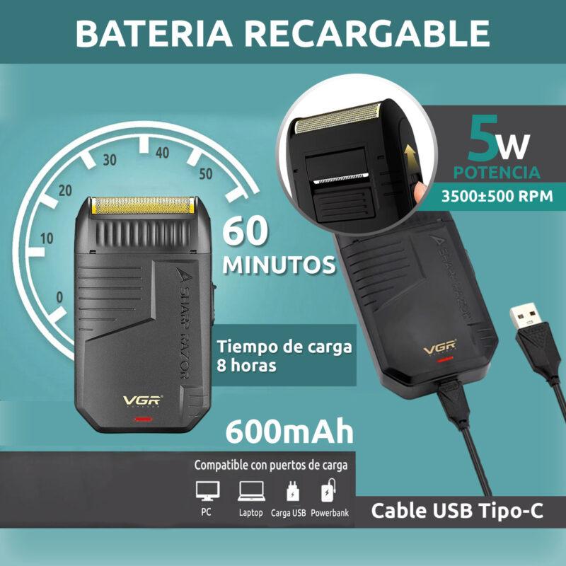 V-375 - VGR Professional Electric Hair Clipper and Shaper for Men - Rechargeable - Pop-up Blade - USB Cable - For Wet and Dry Use — image 5