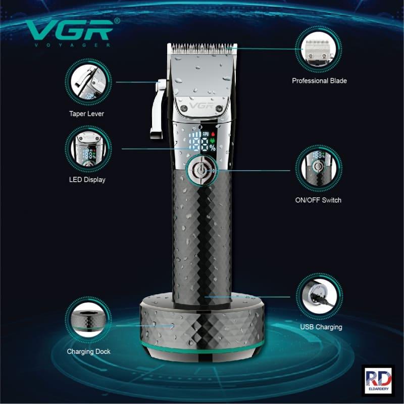 V-682 - VGR Professional Electric Hair Clipper for Men, Cordless Rechargeable, Long-Lasting Battery, 5000-6000 RPM