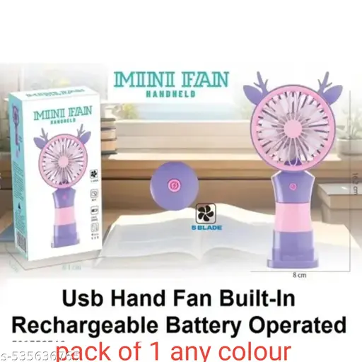 USB Charging Fan 279 (858-5) - Portable folding fan with LED light, 1200 mAh battery, 3 speed modes — image 2