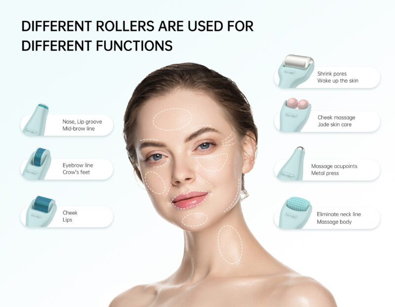 G10 1×10 Derma Roller (852-4) - Complete skin care set with 3 derma rollers and 4 massagers — image 5