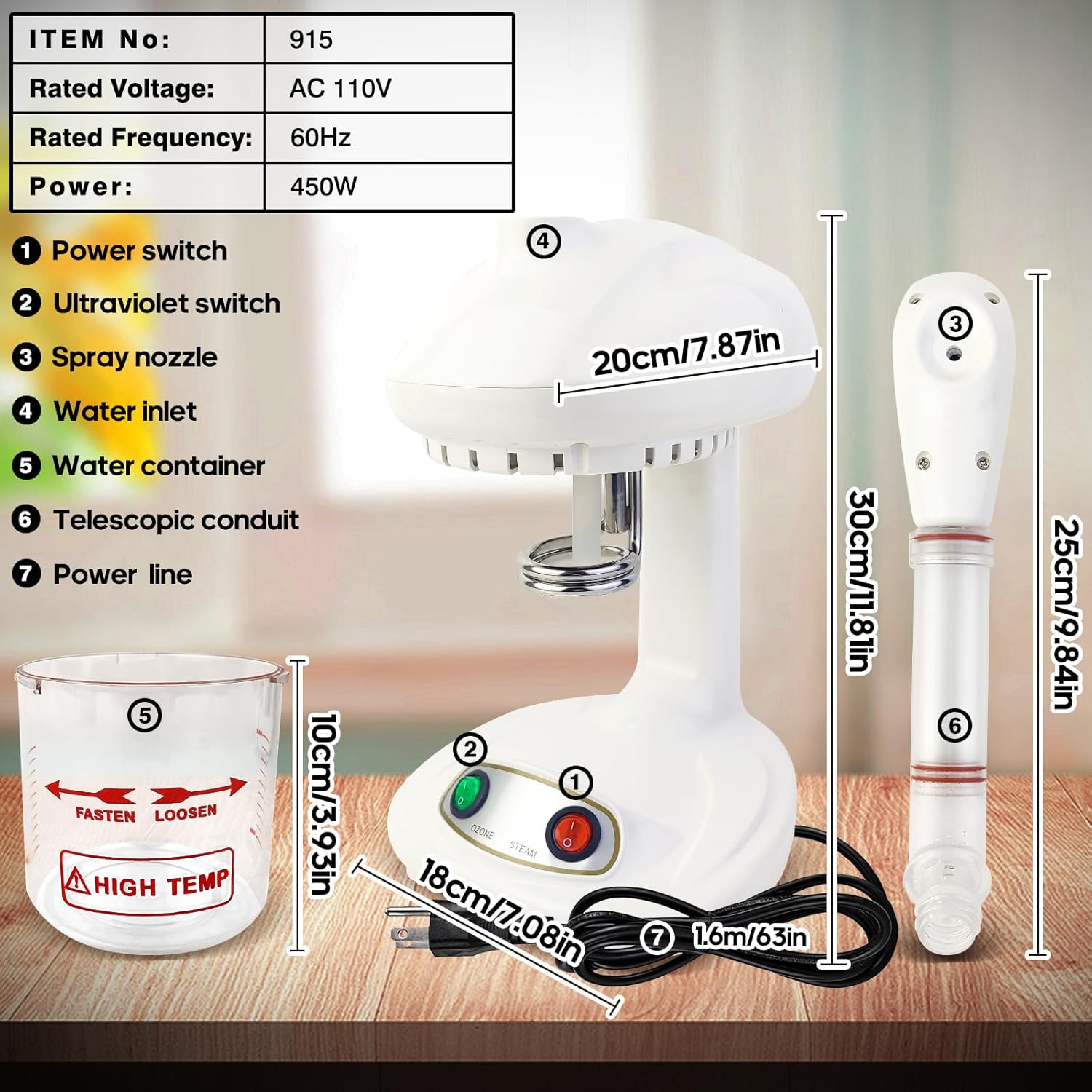 Nano Ionic Facial Steamer - 360-degree rotating arm (2-853)