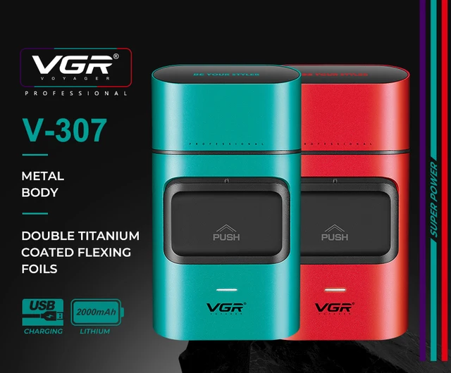ماكينة حلاقة VGR 9000 دورة بشفرات تيتانيوم - V-307 مكنه تنعيم