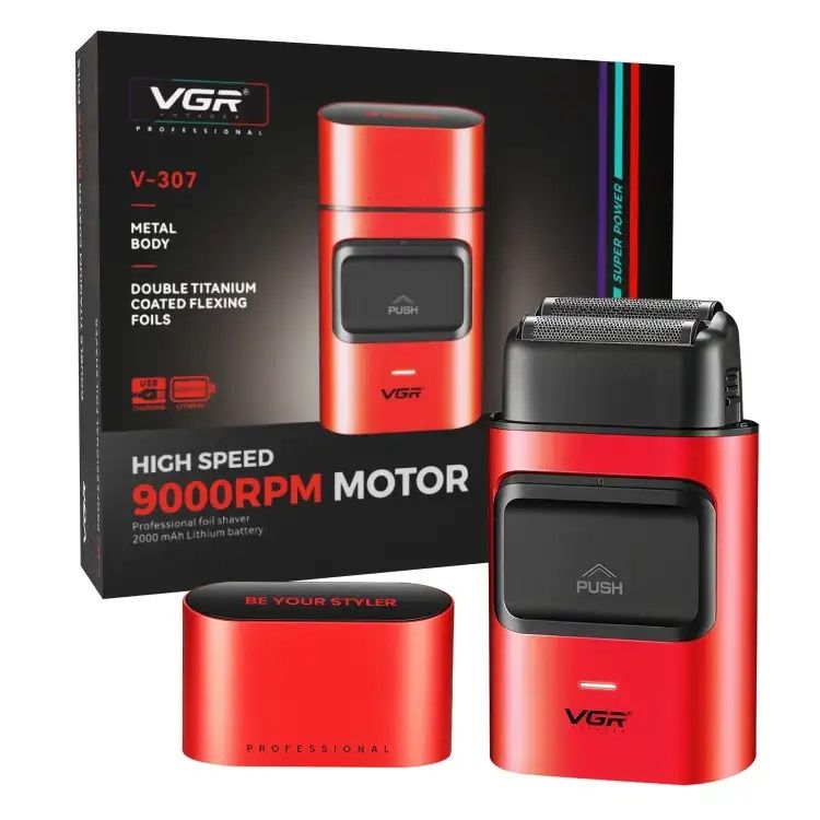 ماكينة حلاقة VGR 9000 دورة بشفرات تيتانيوم - V-307 مكنه تنعيم