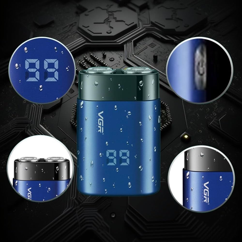 VGR Blue Waterproof Hair Clipper - V-347