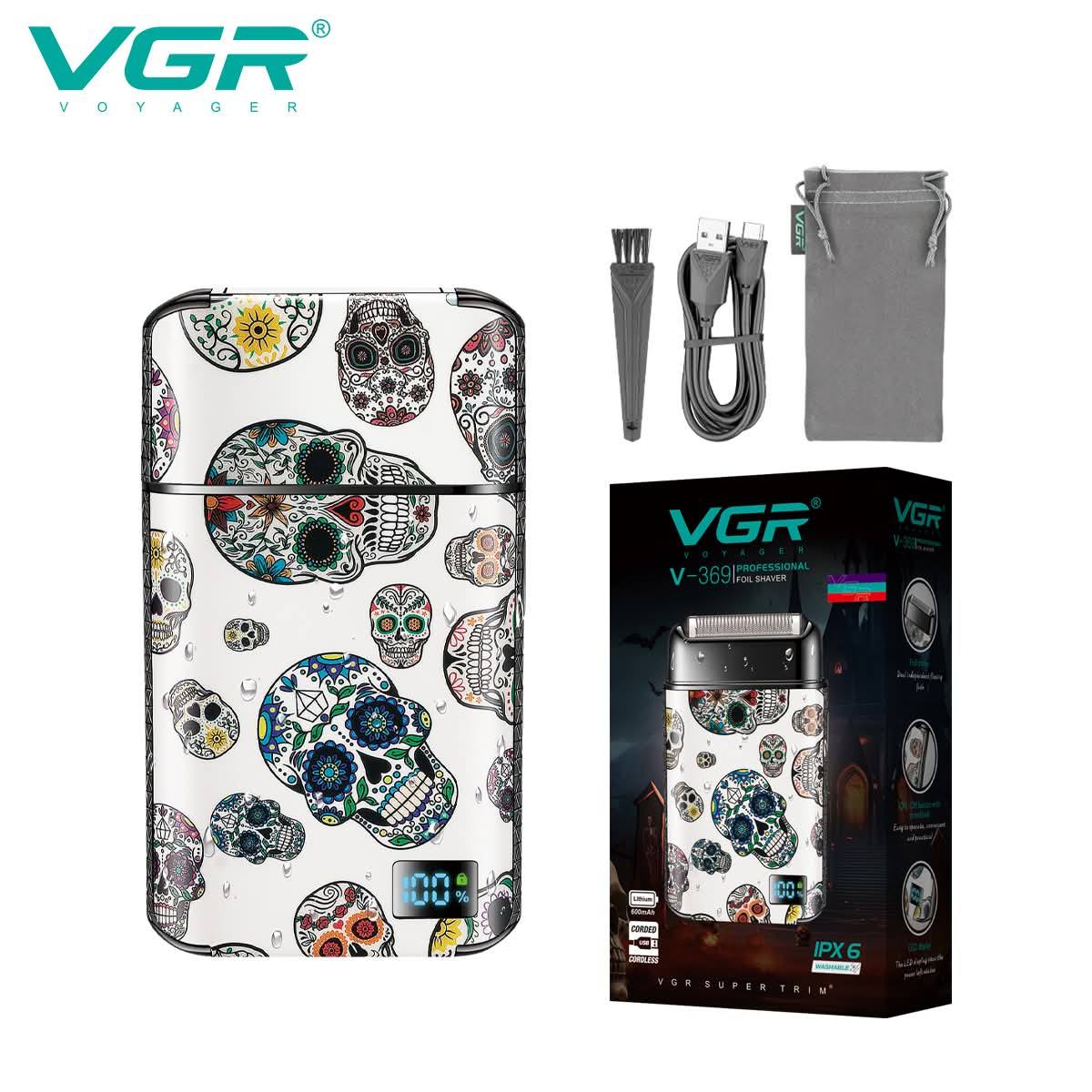 ماكينة حلاقة VGR بشفرة فويل مزدوجة - V-369 مكنه تنعيم