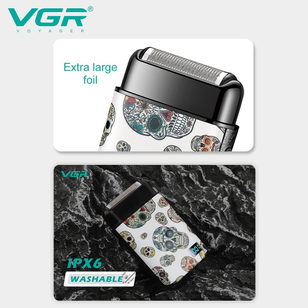 ماكينة حلاقة VGR بشفرة فويل مزدوجة - V-369 مكنه تنعيم