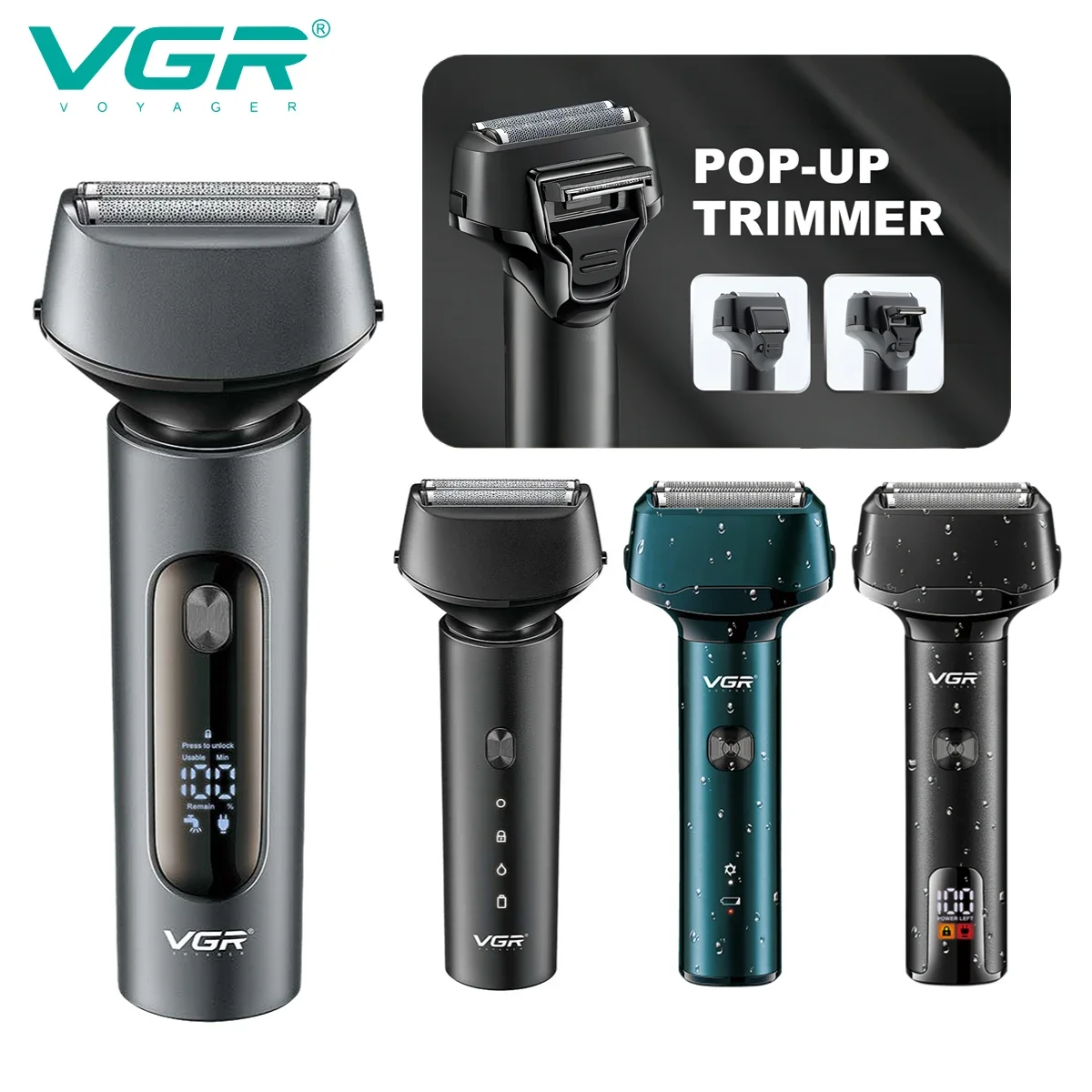 ماكينة حلاقة VGR بشفرة شبكية عائمة - V-370 مكنه تنعيم