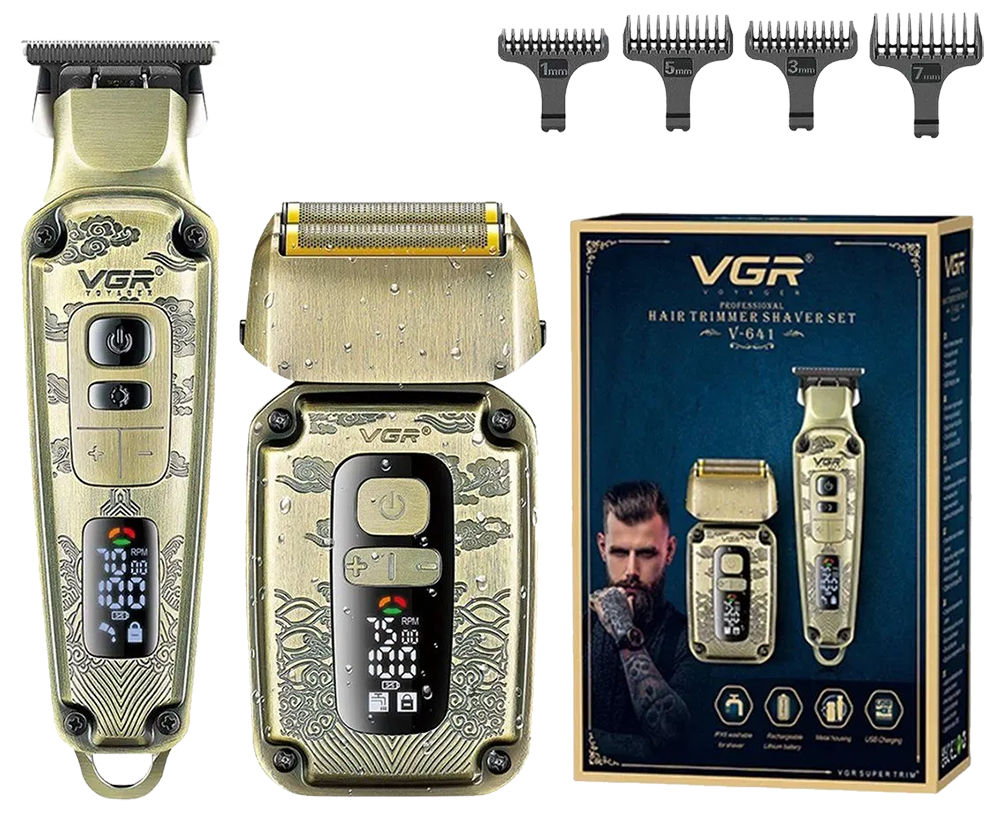 VGR Men's Personal Care Kit - V-641 Smoothing in Gold
