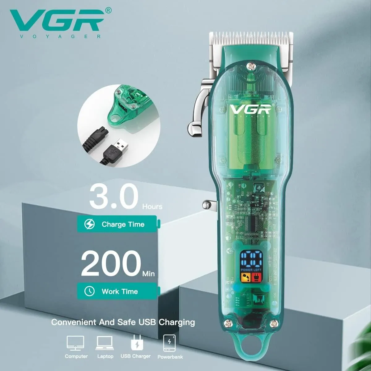 ماكينة حلاقة VGR متعددة الاستخدامات - V-660 مكنه باللون الأخضر