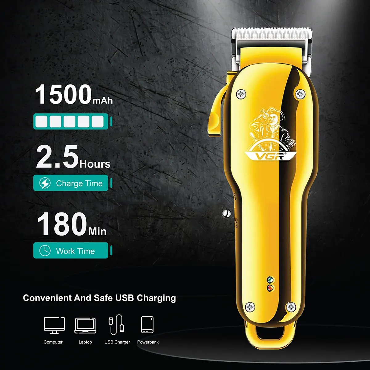 VGR Professional Hair Clipper - V-678 Smoothing with Stainless Steel Blades