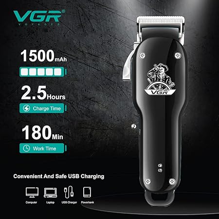 VGR Hair Clipper for Men - V-679 Model with Stainless Steel Blades