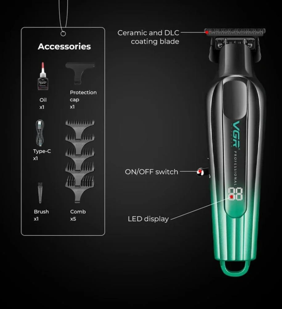 ماكينة حلاقة VGR الاحترافية - V-935 مكنه بجسم معدني ومحرك 7000 RPM