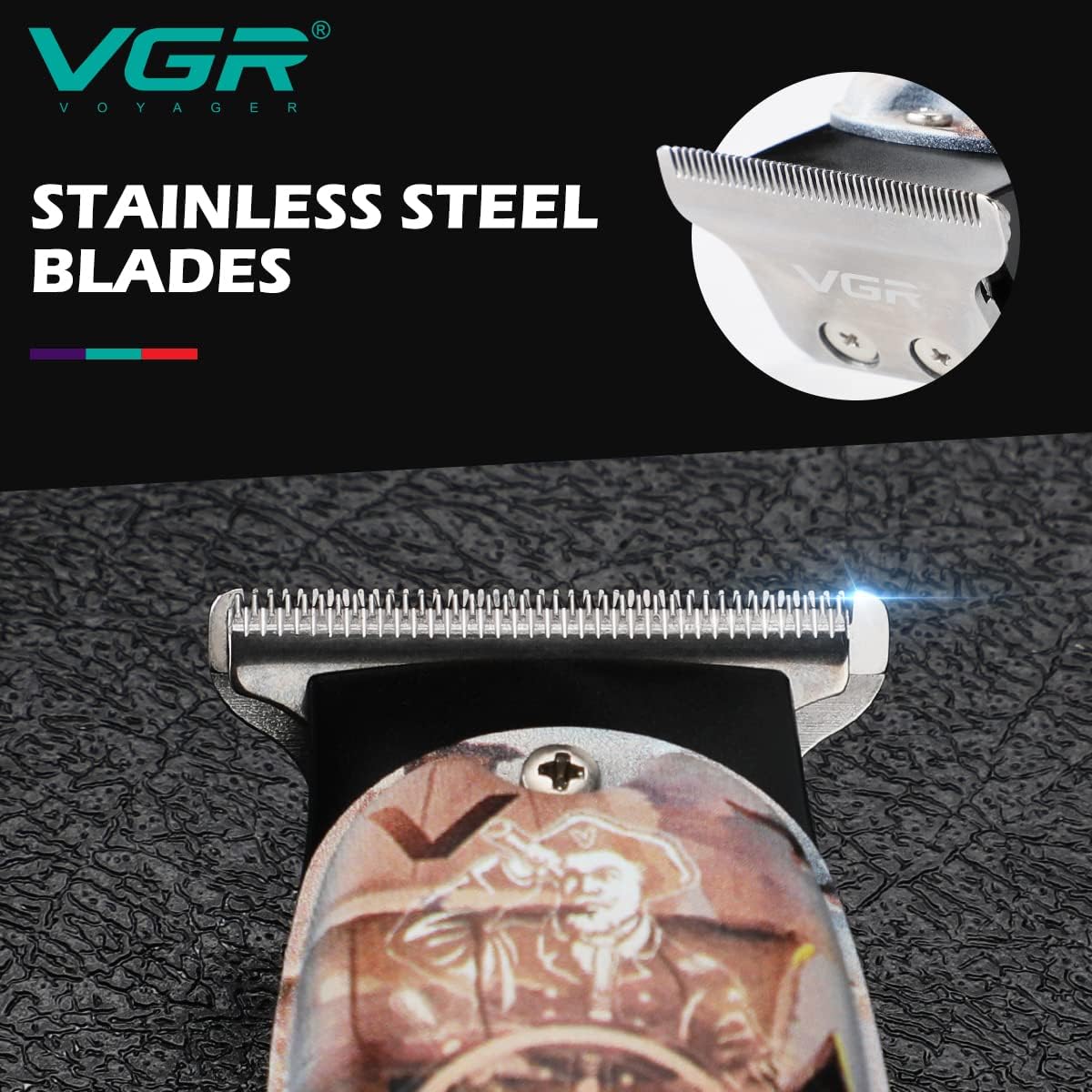 ماكينة حلاقة VGR للرجال - V-953 مكنه بشفرات ستانلس ستيل ومحرك 6000 RPM