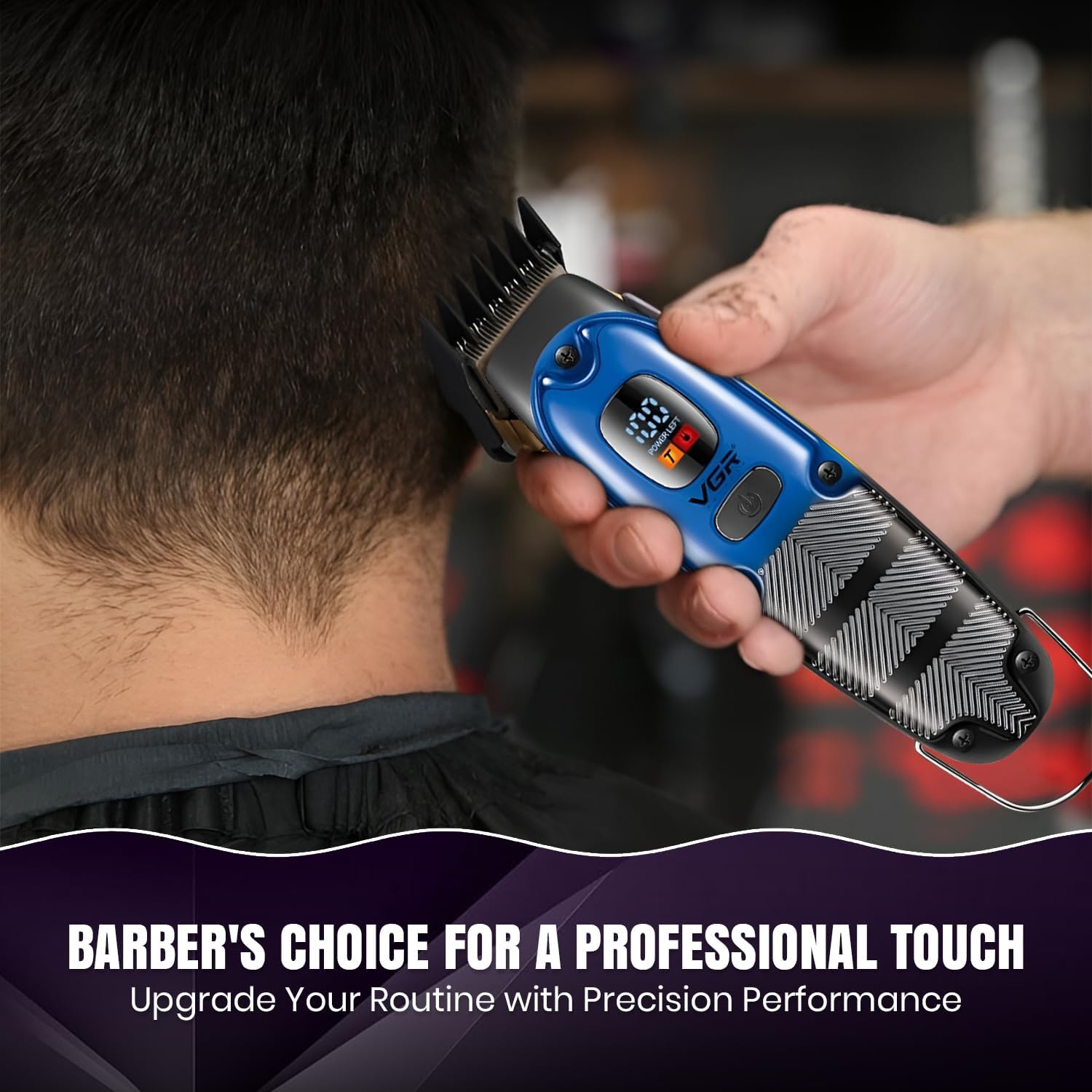 VGR Turbo Hair Clipper - V-981 Model with LED Display and 7000 RPM