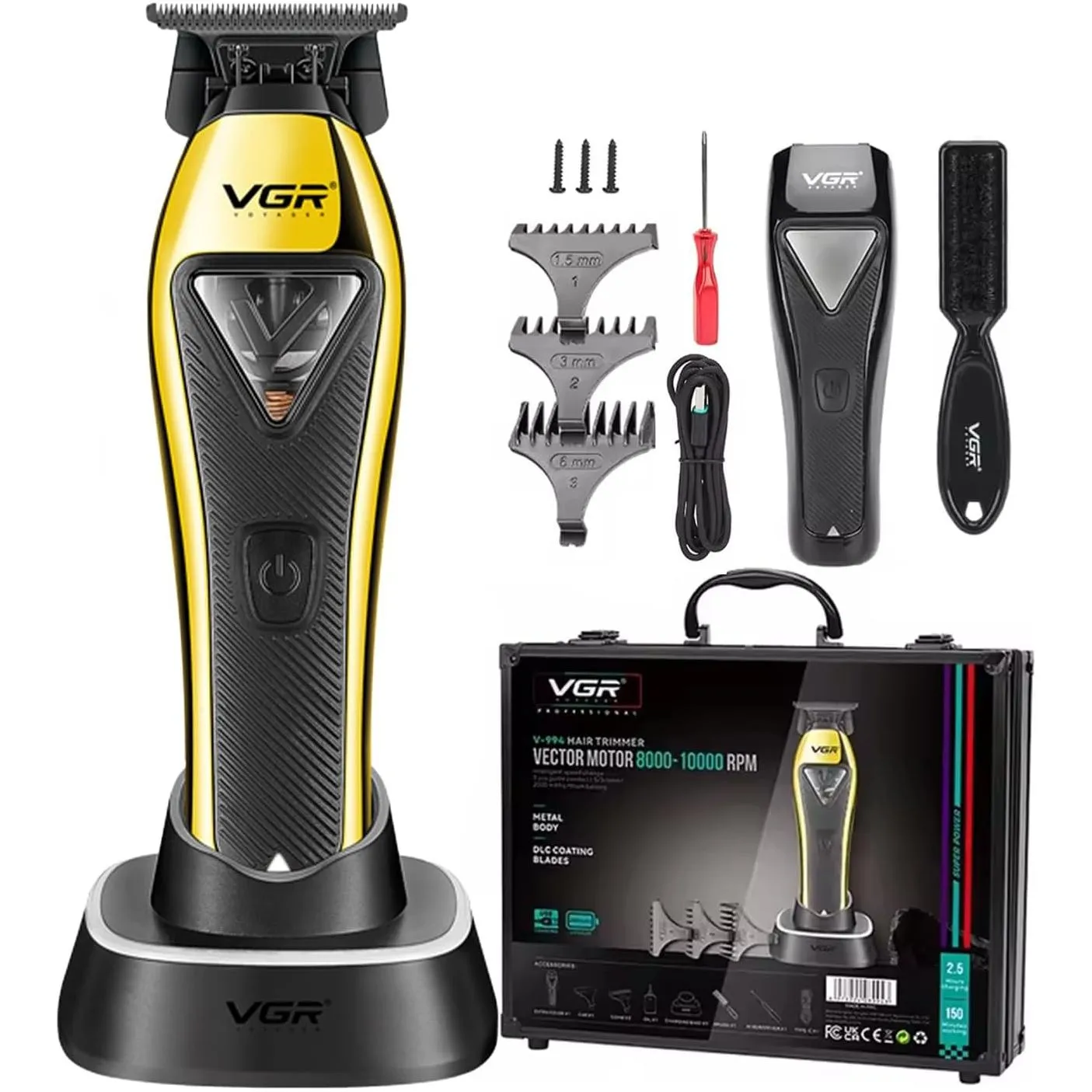 VGR Salon Hair Clipper - V-994 Model with DLC Blades and 10000 RPM Motor