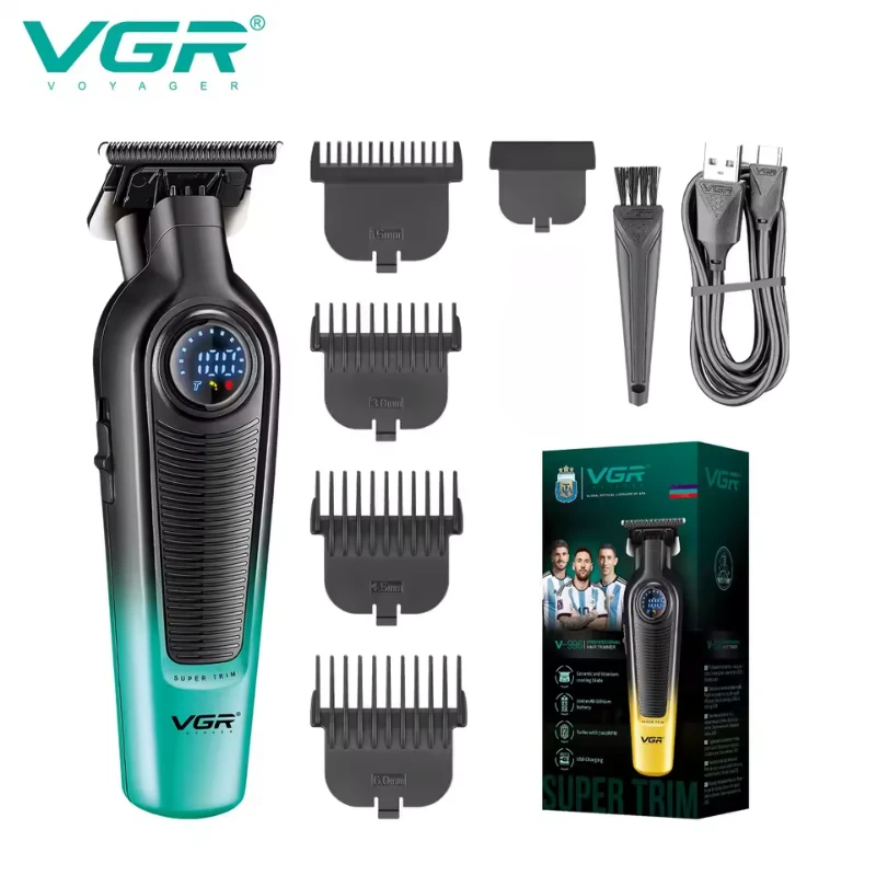 ماكينة حلاقة VGR T-shaped - V-996 مكنه بشاشة LED و4 ملحقات