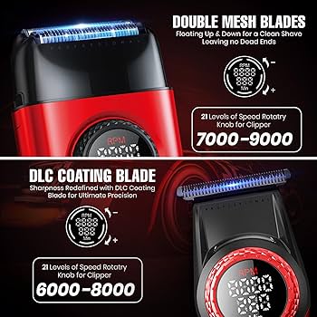 مجموعة حلاقة VGR المحترفة - V-977+377 مكنه بمحرك 9000 دورة وشاشة LED