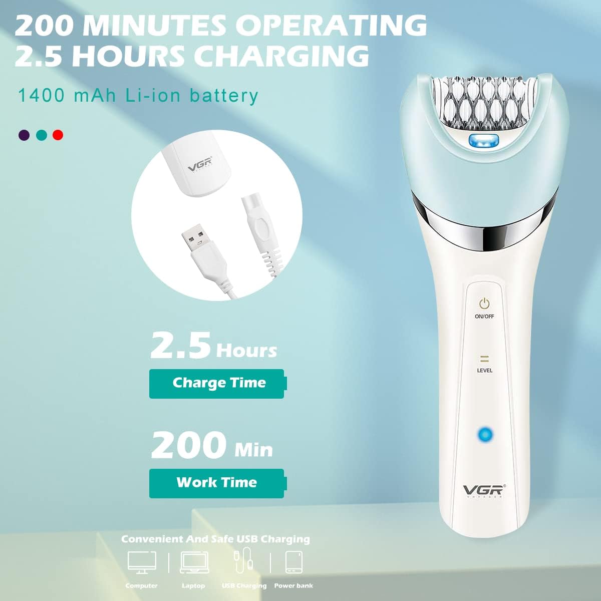 VGR 5 in 1 Personal Care Set - V-703 Model Water-Resistant with 1400mAh Battery