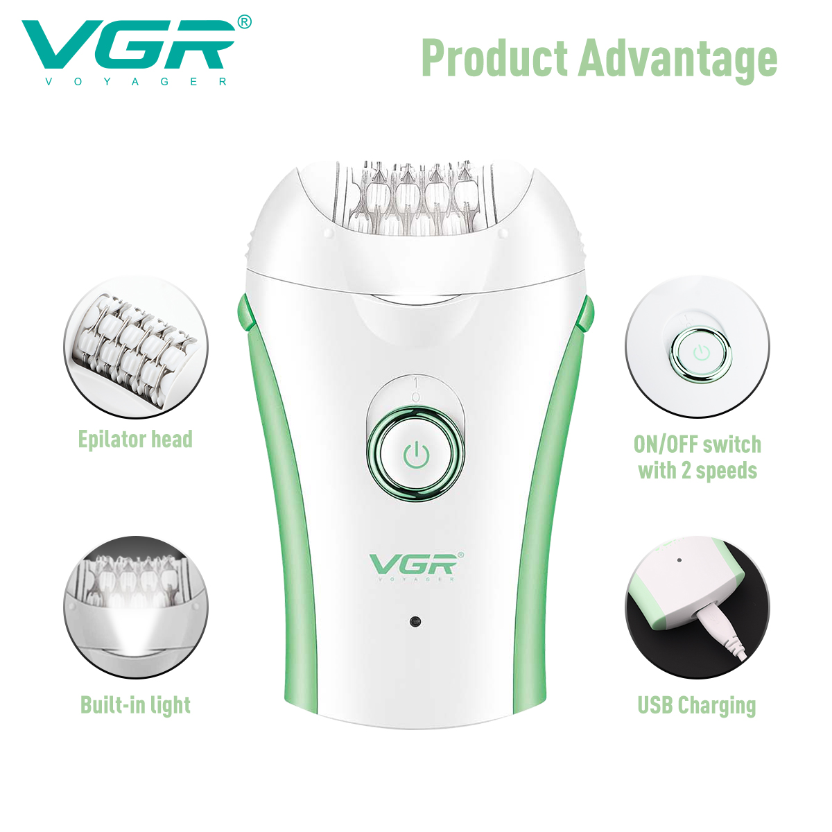 VGR Professional Hair Removal Machine - V-705 Model White and Pink Color