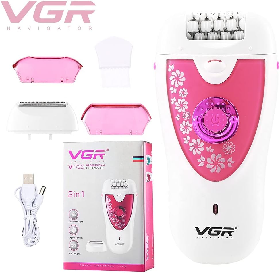 ماكينة إزالة الشعر VGR V-722 - 3 مستويات سرعة وإضاءة LED